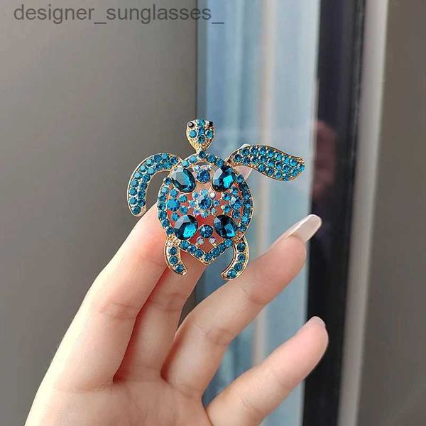 Pins Broschen Grüne Strass Meeresschildkröte Tier Brosche Pins Kristall Vintage Metall Schildkröte Brosche Für Frauen Mantel Abzeichen Corsage Schmuck Geschenk L231117