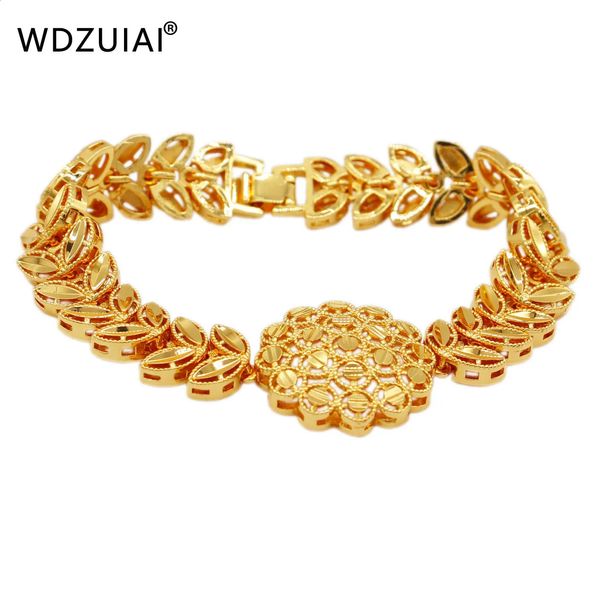 Polsino WDZUIAI Barcelets a forma di foglia Dubai Bracciale color oro Africano etiope Israele Donne Ragazze Fascino per feste Gioielli Regalo di compleanno 231116