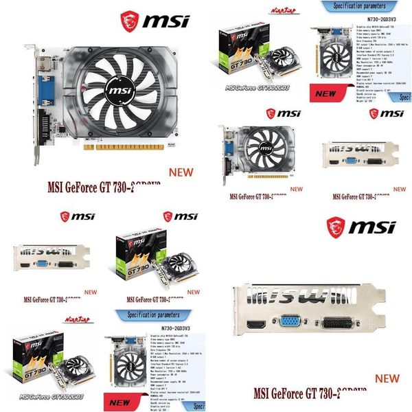 Видеокарты Msi New Geforce Gt730 2Gd3 2G 730 28Nm 2Gb Gddr3 64 бит 128 Видео графическая карта Графическая карта настольного процессора Материнская плата Drop Deliver Dhfkm