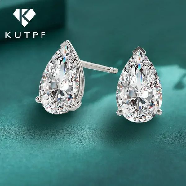 Stud 4ct armut kesim elmas küpeler GRA% 100 S925 STERLING Gümüş Watervrop Saplama Küpe Kadınlar Erkekler Güzel Takılar 231116