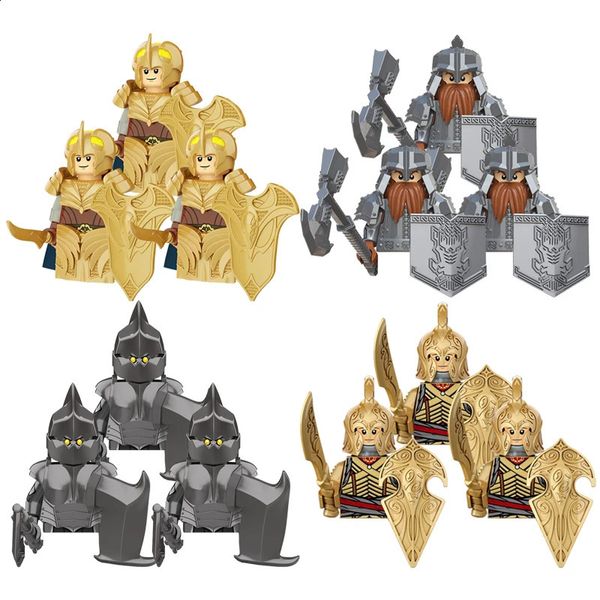 Outros brinquedos 3pcs senhor anéis elfos orcs exército anão rohan mini figuras de brinquedo de ação blocos de construção brinquedos de montagem para crianças presente de aniversário 231116