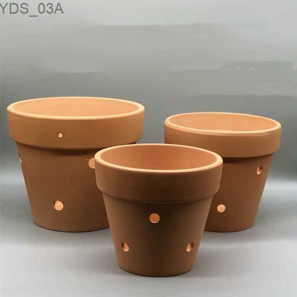 Vasos para plantadores 2 peças de vaso de flores de cerâmica vermelha Vaso de plantas de terracota com furos para pendurar vasos de cerâmica Plantadores de argila para cactos e plantas suculentas YQ231117