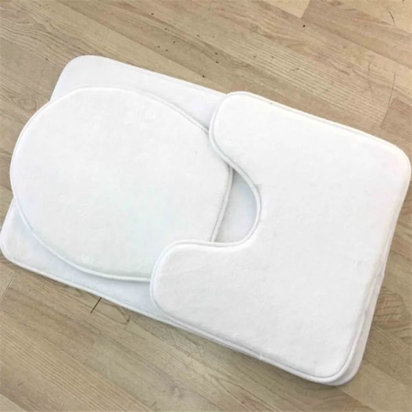 Sublimation Weiß Blank Flanell Fußmatte Wärme Transfer Druck Badezimmer Teppich Matten NonFlip Toilette Outdoor Teppiche BJ