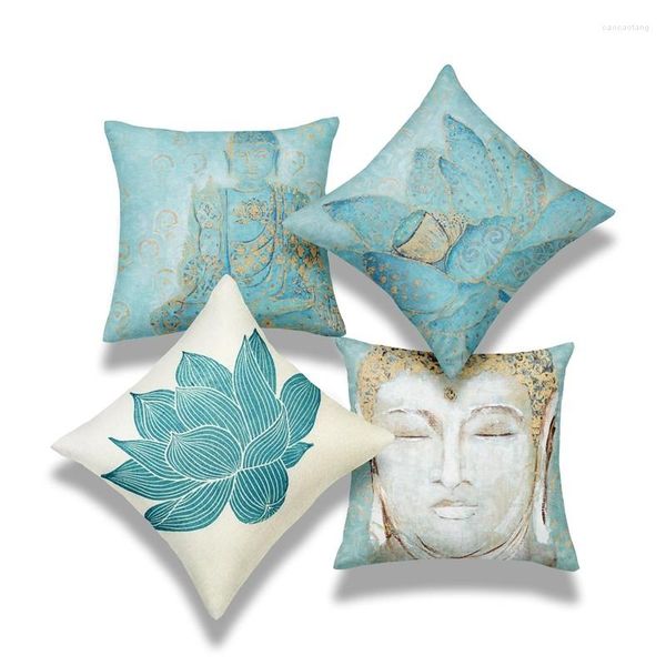 Kissen 4 Stück Heimdekoration Traditionelles Chinesisches Zen Bedrucktes dekoratives Dekor Sofaüberwurf 45