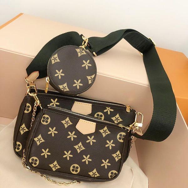 2023 MULTI POCHETTE ACCESSORIES M44840 клатч Женский M44813 louvis Коричневая сумка через плечо с цветочным принтом, роскошная сумка-тоут, дизайнерская мужская кожаная модная сумка через плечо