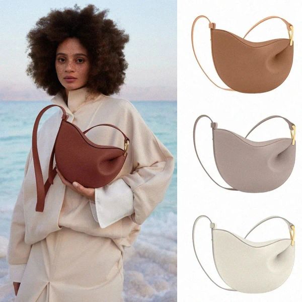 Bolsa Paris Tonca Texturizada 5A Full-Grain Tonca Dix Meia-lua Cognac Camurça Bolsa de Couro de Bezerro Designer de Luxo Bolsa Transversal Feminina Hobo Bolsa de Ombro