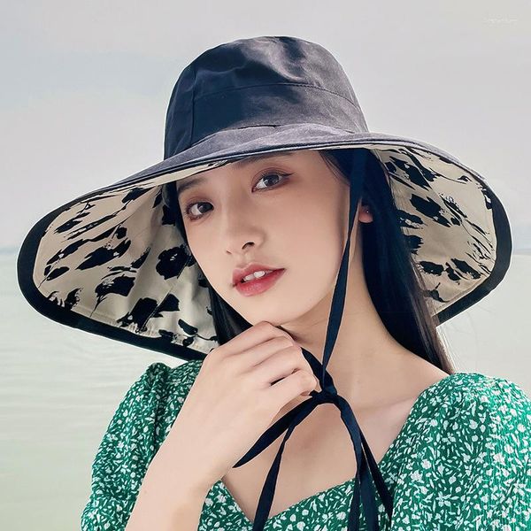 Hüte mit breiter Krempe Sommer Damen Sonnencreme Faltbarer Sonnenhut Damen Outdoor Fisherman Cap Female Solid Traveling Beach Visier