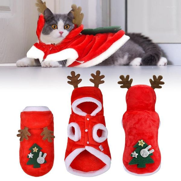 Abbigliamento per cani Simpatici vestiti natalizi per animali domestici Renne Gatti Cani Costume da alce invernale Cappotto caldo 5 taglie opzionali