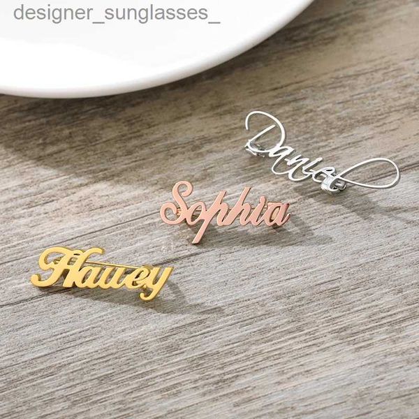 Pinos Broches de Aço Inoxidável Nome Personalizado Broches Data Personalizada Lel Pin Jóias de Casamento Para Mulheres Homens Acessórios de Moda Birtay GiftL231117