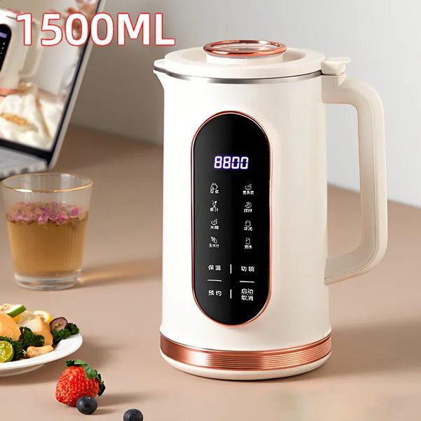 Meyve Sebze Araçları 1500ml Soya Süt Makinesi Elektrik Meydir Strağı Blender Mikser Soya Makinesi Duvar Çıkarma 10Leaf Blade Kahvaltı 231116