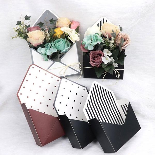 Geschenkverpackung Gestreift Romantischer Umschlag Blumenkastenhalter Florist Blumenstrauß Papierverpackung Aufbewahrung Für Hochzeit Verlobungsfeier Dekor Suppli