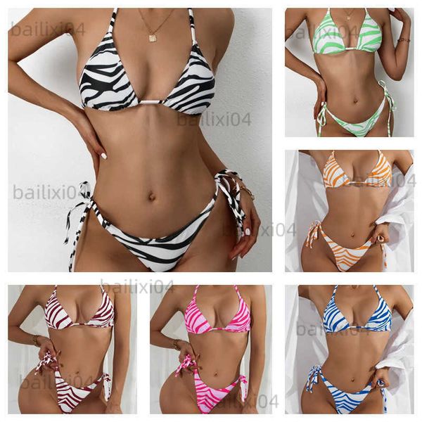 Pressione a zebra feminina Push Up Bikini Bikinis Sexy Bikinis 2022 Nova chegada Bra acolchoada Cintura baixa fêmea feminina feminina Mulheres BIQUINI T230417