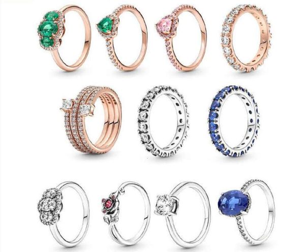 925 Gümüş Kadın Fit Pandoras Ring Weimei Pan'ın Yeni 925 Silver Ins Gül Mizaç Tatlı ve Zirkon Yığınlı Yüzük Halkaları Sevgisi ile Sıkı Çivilenmiş