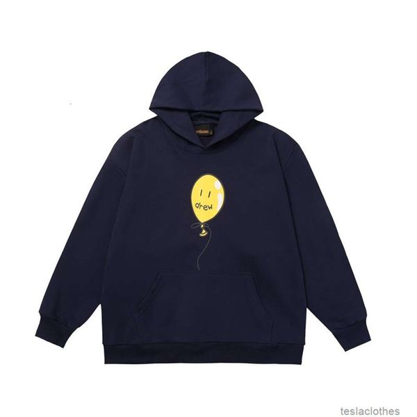 Tasarımcı Hoodie Erkek Sweatshirts Moda Sokak Giyim Doğru Versiyonu Drew Justins Biebers Aynı Smiley Yüz Balon Baskı Erkek Kadınlar Hooded Çiftler Modeli SW