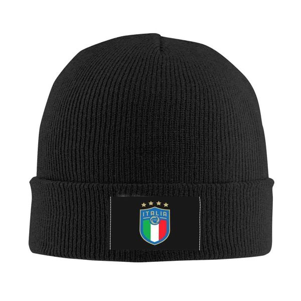 Beanie/Kafatası Kapakları Italia Figc Beanie Cap Unisex Kış Sıcak Bonnet Homme Örgü Şapkalar Sokak Açık İtalyan Futbol Hediye Kafataları Beanies Hat Yq231117