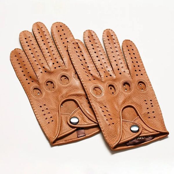 Cinco Dedos Luvas Chegada Luxo Mens Genuíno Couro Luvas Luvas De Pele De Carneiro Moda Homens Preto Respirável Luvas De Condução Para Masculino Mittens 231117