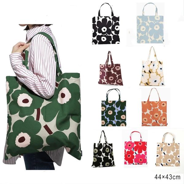 Borse da sera Donna Designer Marche Spalla giapponese spessa Grande fiore in cotone Shopping Borsa in stoffa portatile stile modello finlandese 231117