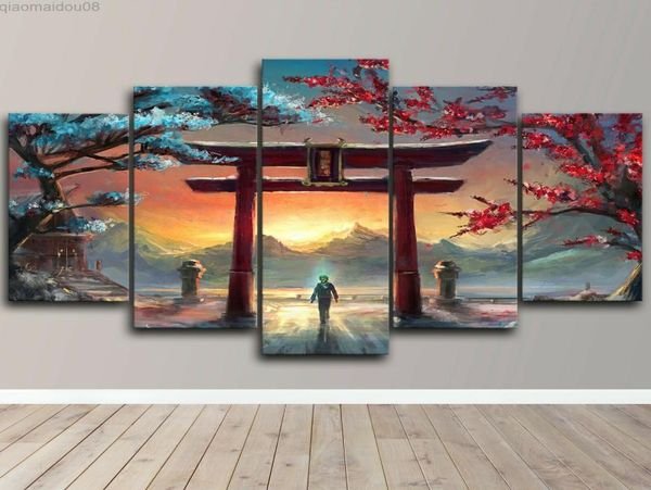 Tradizionale Giappone Torii Gate Shinto 5 pezzi Canvas Wall Art Print Home Decor 5 pezzi HD Print Nessuno incorniciato 5 pannelli Room Decor L2203513041