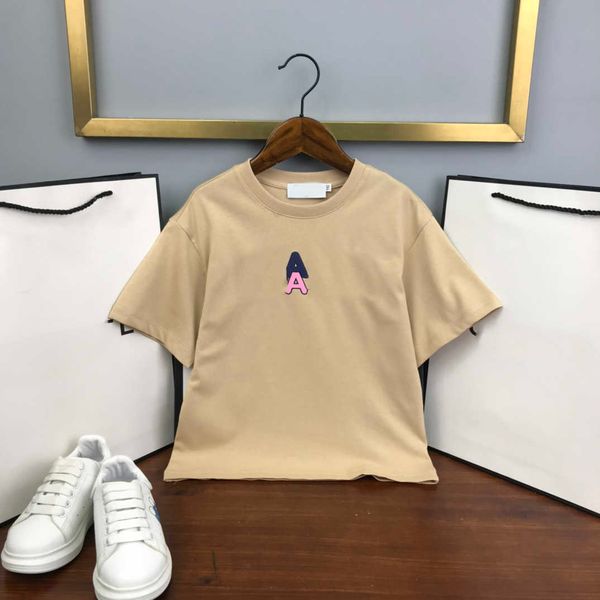 23SS Kinder-T-Shirt, Kleinkind-T-Shirt, Kinder-Designer-T-Shirt, Jungen, Rundhalsausschnitt, Schuhe aus reiner Baumwolle, zweifarbiges T-Shirt mit Buchstaben-Logo-Druck, hochwertige Kinderkleidung