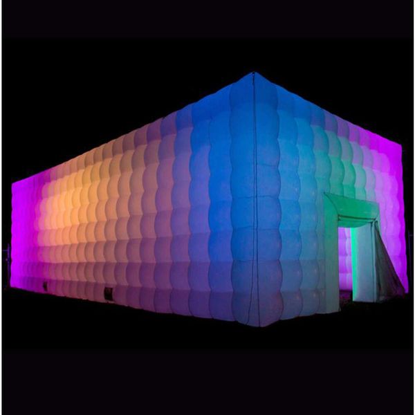 Barraca de cubo inflável branca iluminada mágica grande por atacado com iluminação LED Sala de boate inflável móvel para eventos ao ar livre com soprador envio grátis para seu doo