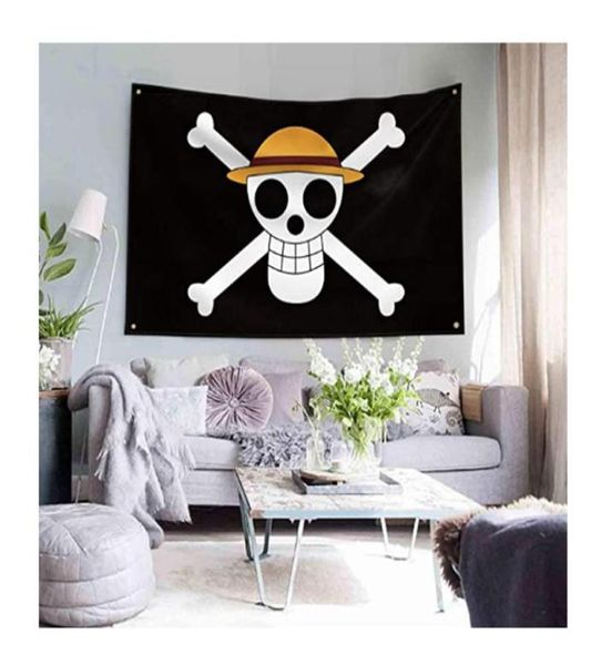 Shaboo yazdırıyor Luffy One Piece Jolly Roger Pirate Flags pankartları 3 x 5ft ile dört pirinç gromets6945011