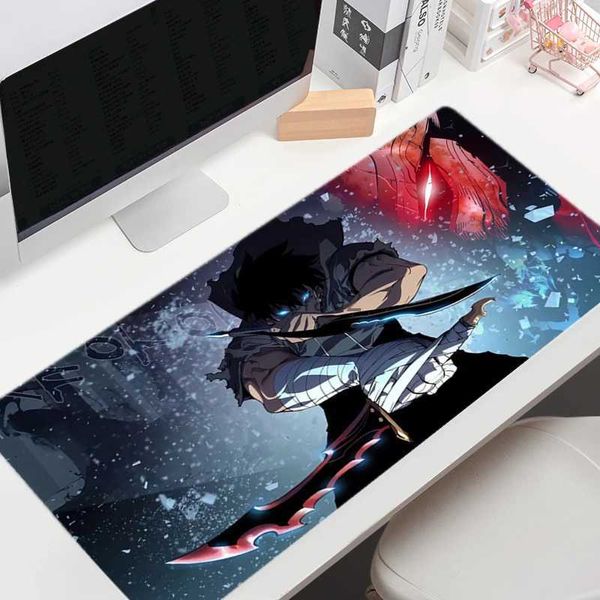 Mouse Pads Apoios de Pulso Anime Mouse Pad Gamer Solo Leveling Grande Gaming Mousepad Anti-Slip Teclado Mouse Tapetes Escritório Computador Mesa Tapete Tapete YQ231117