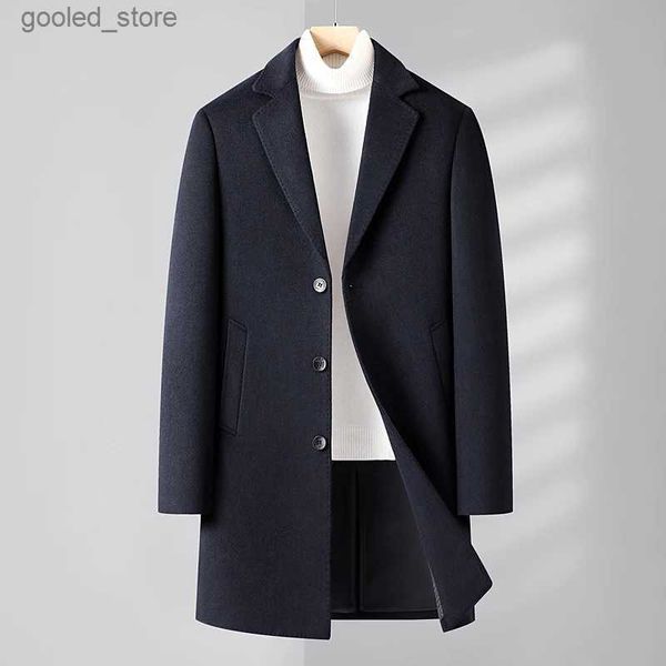 Herren-Trenchmäntel, hochwertig, lässig, für Herbst und Winter, mittellang, Wollmäntel, Top, 52 % Wollmischung, Jacken, Windjacke, Business-Oberbekleidung, fester Mantel Q231118