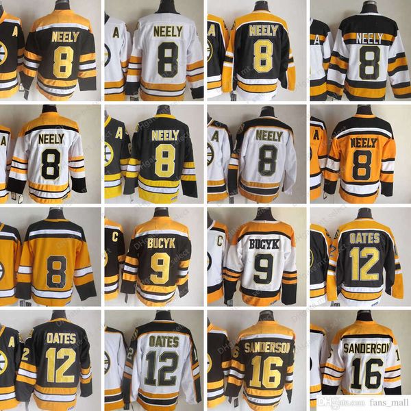 Film CCM Vintage Ice hockey''nHl'' 8 Cam Neely Jerseys Stitched 9 Johnny Bucyk 12 Adam Oates 16 Derek Sanderson Jersey Nero Bianco 75esimo Giallo Uomo