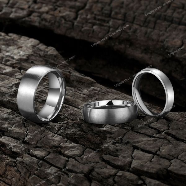 4/6/8mm spazzolato semplice argento / colore nero anello in titanio uomo minimalista fede nuziale anelli di fidanzamento donne gioielli maschili gioielli di modaAnelli titanio