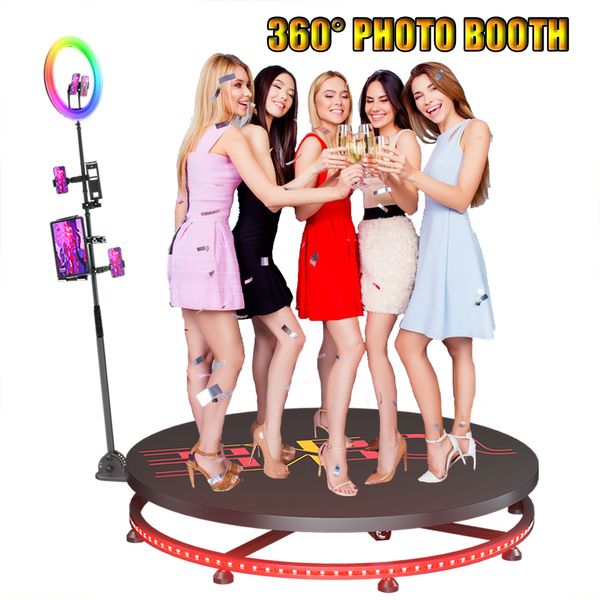 360 Partiler ve Düğünler İçin Fotoğraf Kabini Otomatik Makine Video Yavaş Hareketli Otomatik Dönen Photobooth 360 Video Booth 60cm-115cm Dönen Platform Kutusu Fotoğraf