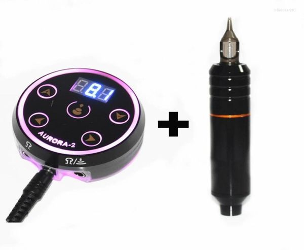 Caneta rotativa profissional para máquina de tatuagem, motor suíço, forte, silencioso, cabo dc com mini aurora ii, kits de energia, fornecimento 1554107