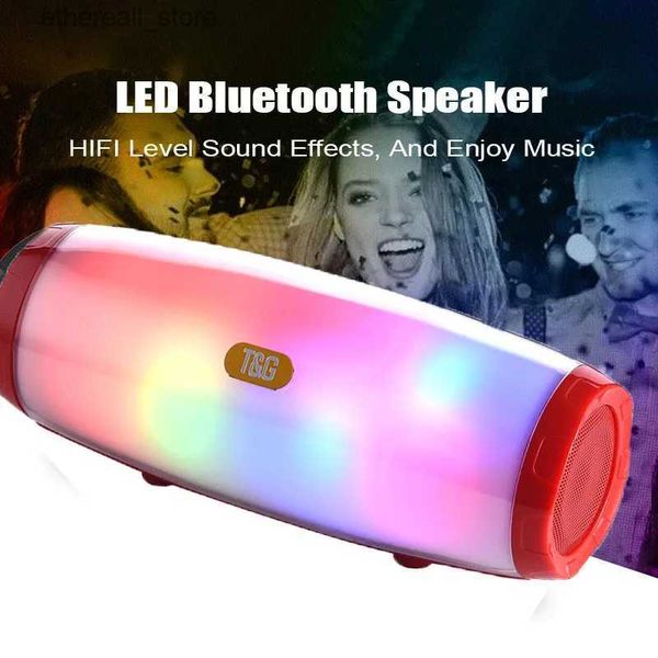 Handy-Lautsprecher 10 W tragbarer kabelloser Bluetooth-Lautsprecher mit tanzendem LED-Blitz mit MP3 AUX USB TF FM-Radio Stereo-Subwoofer Caixa Desom Boombox Q231117