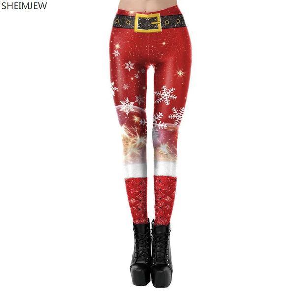 Calças femininas capris papai noel impressão neve sino natal leggings sexy feminino festa de natal feliz ano leggins 231116