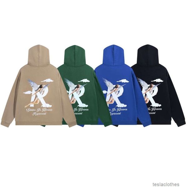 Tasarımcı Hoodie Erkekler Sweatshirts Moda Sokak Giyim Amerikan High Street 23SS Angel R Siyah Kapşonlu Kazak Gevşek Sıradan Erkekler Kadınlar Trendi