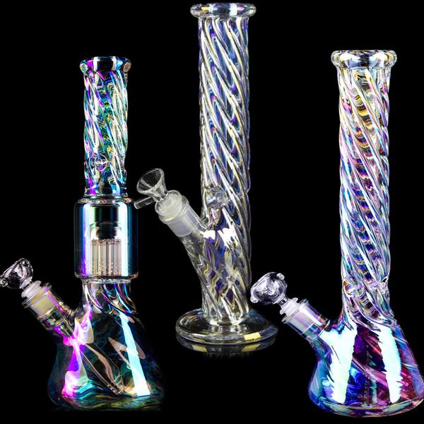 Cam Percolator Bongs Nargile Mavi Matrix Perc Kalın Gözlük Bongs Su Boruları Sigara Beher Dab Rig 14mm Kase downstem Perc