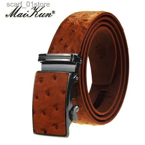 Cinture Maikun Cintura in pelle di lusso per uomo Design originale Cintura con fibbia automatica in grana di struzzo Ceinture Homme Cinto MasculinoL231117