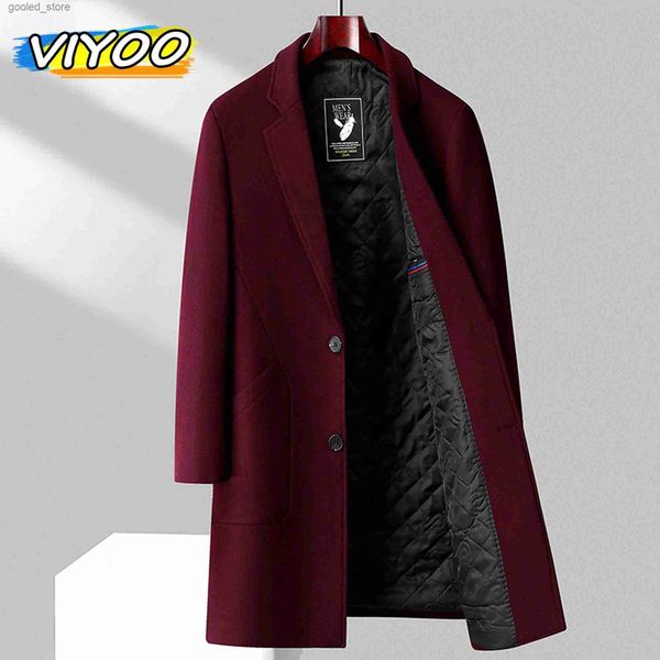 Herren Trench Coats Red Frühling Winter Winter Wolle Langer Trenchcoat Windbreaker Jacke für Männer übermanteln koreanische Herbstkleidung 2023 Q231118