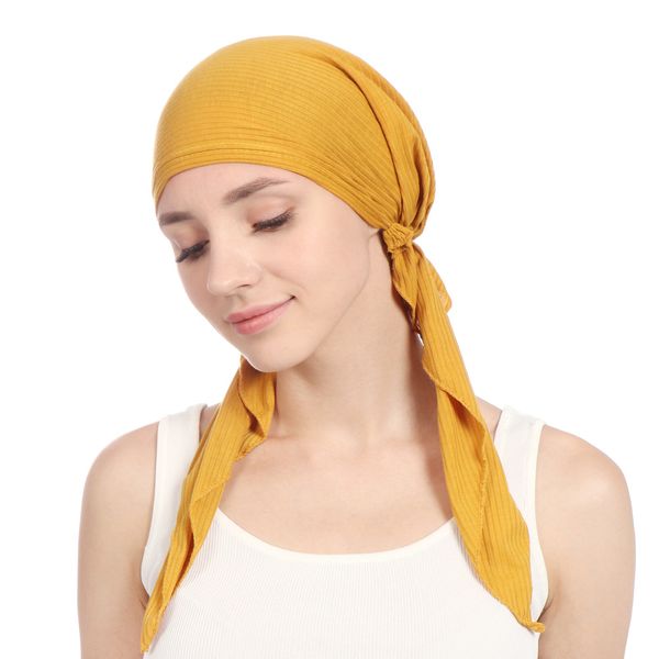 Mulheres Índia Índia miçange muçulmana hapsa de turbante Hair algodão cauda de cabeça de cabeça de lenço de cabeça envolve