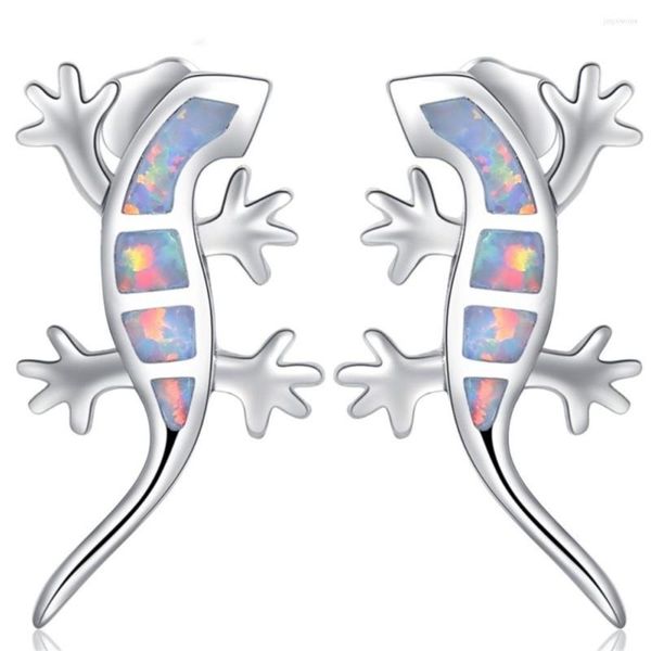 Серьги ожерелья устанавливают модную богемию белую опал -ящерицу для женщин геккона животные забавные серьги бохо