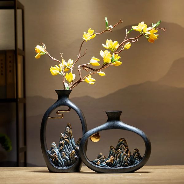 Vasen Kreativität im japanischen Stil Feng Shui Reichtum Vase Büro Wohnzimmer Desktop-Dekoration Vasen für Heimdekoration Zubehör Kunstgeschenk 231117