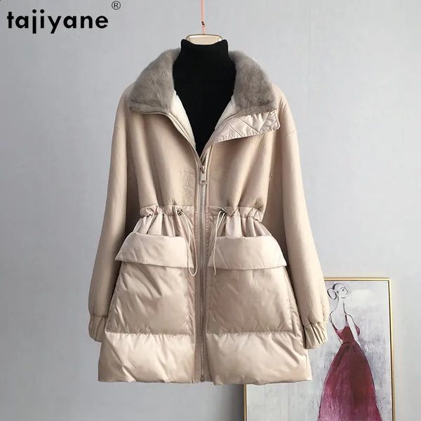 Frauen Pelz Faux Unten Jacke Frauen Nerz Kragen Winter Mantel Schaffell Mäntel und Jacken Echt Manteau Femme Hiver De Luxe 231116