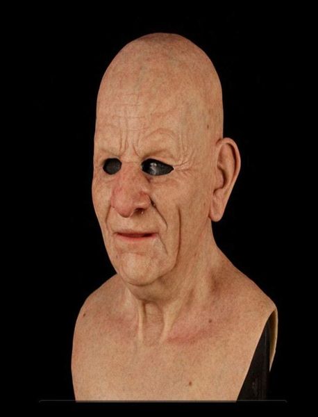 Outro MeThe Elder Realista Velho Máscara Máscara Facial de Rugas Máscara de Cabeça Cheia de Látex para Masquerade Festa de Halloween Decoração Realista2297748