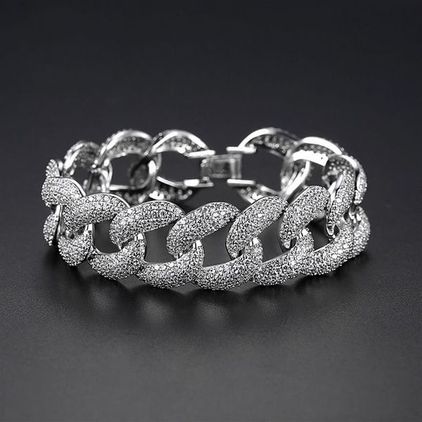 18mm Silber Rose Glod Kubanische Miami Kette Armbänder für Frauen Männer CZ Zirkon Pave Bling Out Link Kette Hip hop Rapper Schmuck278r