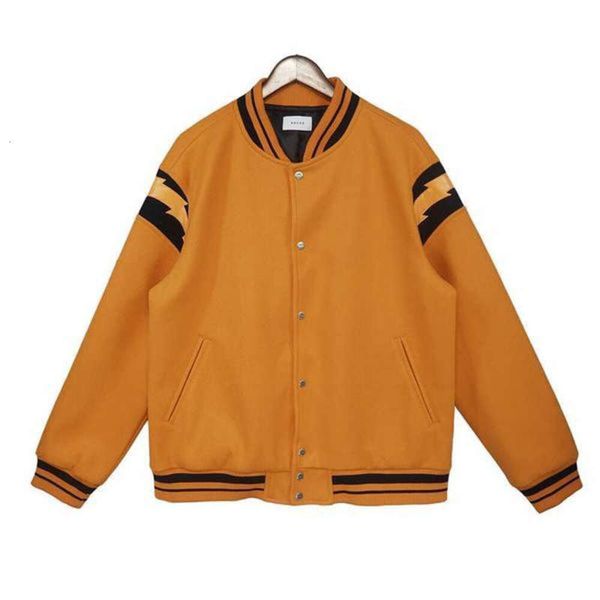 50 di sconto ~ rhude Brand American Lightning Patch Design in pelle Bomber allentato Giacca da uomo in pile da donna Coppia giacca rhudecoat