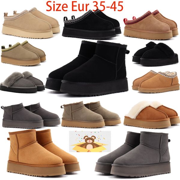 Clássico Ultra Mini Botas Mulheres Bota de Neve Plataforma Matte Fur Antilope Castanha Areia Camurça Lã Conforto Inverno Designer Ankle Booties Tamanho 35-42 Botas Uglie