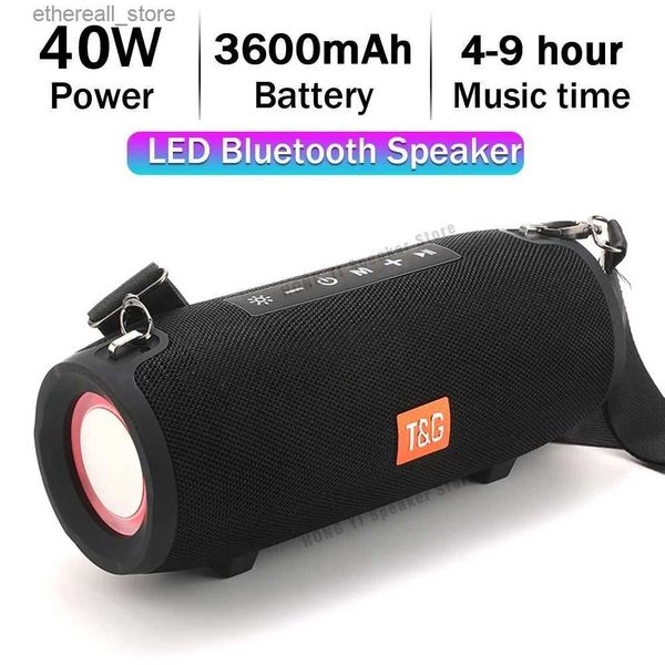 Alto-falantes de telefone celular TG322 40W Bluetooth Speaker Portátil 3600mAh RGB LED Light 3D Stereo Altifalante Sem Fio Boombox Subwoofer Externo Impermeável Q231117