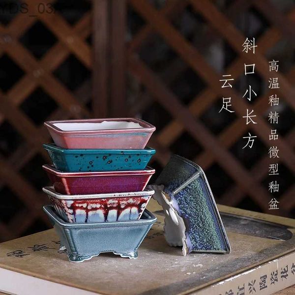 Fioriere Vasi in ceramica colorata rettangolo bonsai vaso di fiori piante grasse pianta piccolo vaso tavolo da giardino decorazione della casa YQ231117