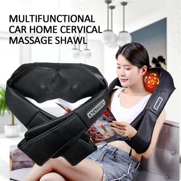 Pescoço massageador elétrico massagem shiatsu costas ombro corpo u forma xale infravermelho aquecido amassar carro casa massageador 2021231e