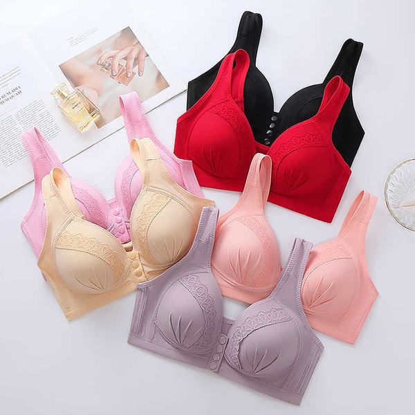 Reggiseni 2021 nuovo arrivo di grandi dimensioni pulsante frontale confortevole raccogliere reggiseno traspirante sezione sottile senza anello in acciaio biancheria intima delle donne 105 P230417