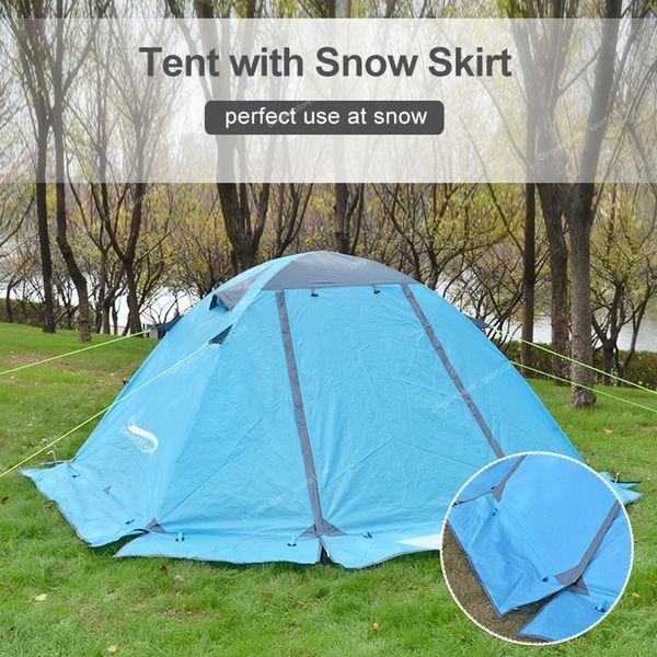 Tenda de inverno com saia de neve Tenda de poste de alumínio para 2 pessoas Tenda leve de mochila para caminhadas Escalada Tendas para clima de neve SheltersTents Camping Caminhadas